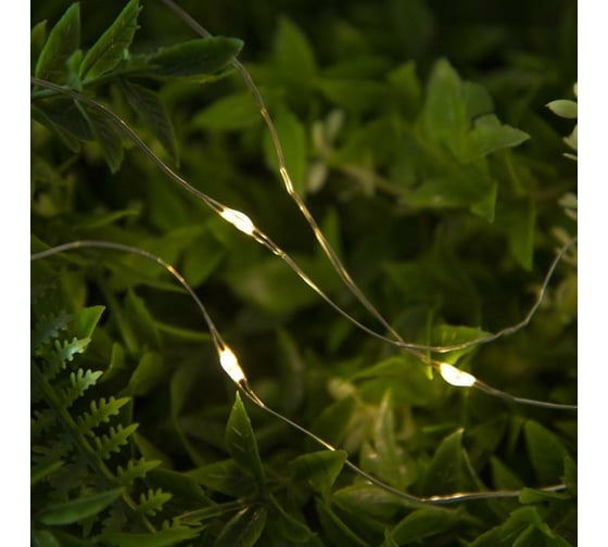 Нить Luazon ROSA IP44, 10 м, Н.Т. LED-100-1.2VSOLAR, 2 режима, теплый белый 4137019