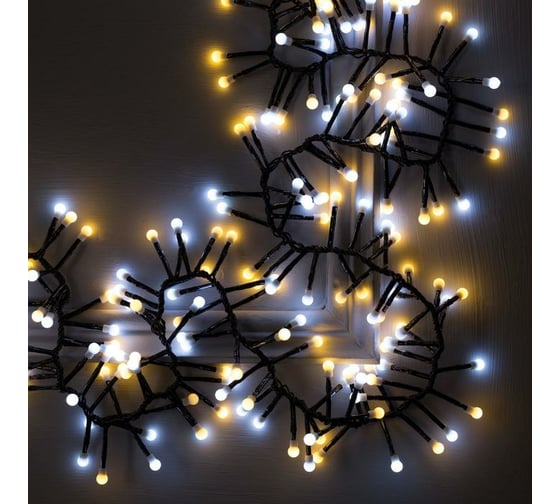 Уличная нить Luazon УМС, Мишура шарики Д4 м. Н.Т. LED-400-31V 8 режимов, белый/теплый белый 3649311