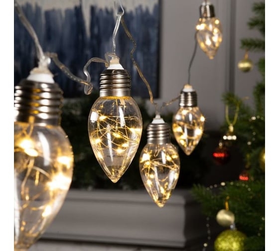Нить Luazon ROSA 3 м, с насадками Лампочки капля 8 см, IP20, Н.С. LED-80-12V, 8 режимов, теплый белый 6929851