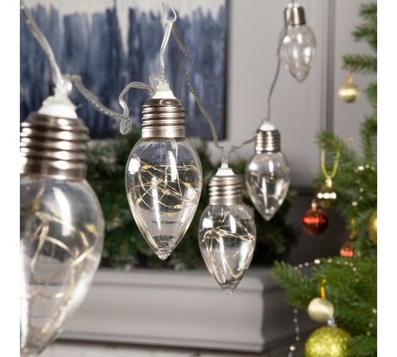Нить Luazon ROSA 3 м, с насадками Лампочки капля 8 см, IP20, Н.С. LED-80-12V, 8 режимов, теплый белый 6929851
