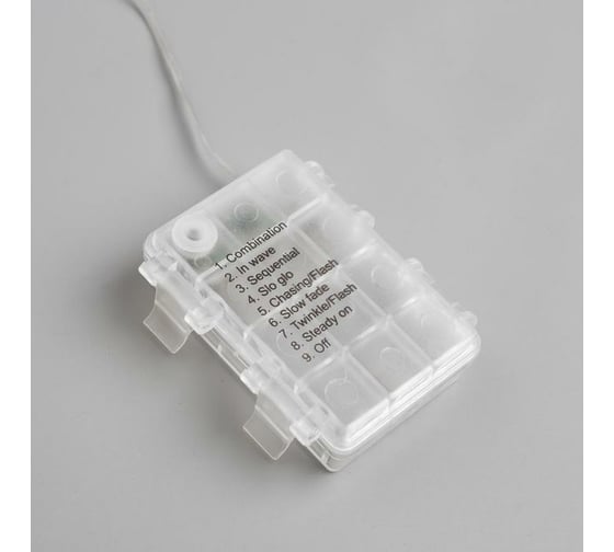 Нить Luazon ROSA IP65, 5 м, Н.С. LED1608-50-4.5V, ААx3 не в комплекте, 8 режимов, теплый белый 5198334