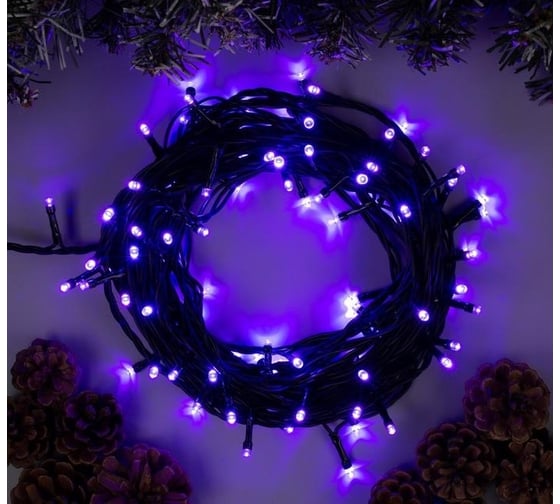 Нить Luazon ECO IP44, 10 м, Н.Т. LED-100-220V, 8 режимов, фиолет 187230