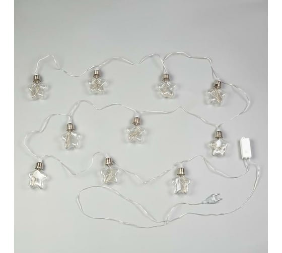 Нить Luazon ROSA 3 м, с насадками Лампочки звездочки 8 см, IP20, Н.С. LED-80-12V, 8 режимов, теплый белый 6929859