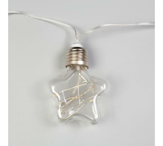 Нить Luazon ROSA 3 м, с насадками Лампочки звездочки 8 см, IP20, Н.С. LED-80-12V, 8 режимов, теплый белый 6929859