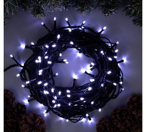 Нить Luazon ECO IP44, 10 м, Н.Т. LED-100-220V, 8 режимов, белый 705560 1