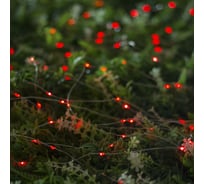 Уличная нить Luazon на солнечной батарее Роса 10 м, LED-100, 2 режима, красный 4137022