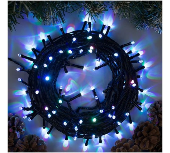 Нить Luazon SPEC IP44, 10 м, Н.Т. УМС-2W, LED5мм-О-100-24В, БЕЗ БП. переливается, мульти RGB 5167173