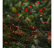 Уличная нить Luazon на солнечной батарее Роса 20 м, LED-200, 2 режима, красный 4137029