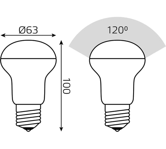 Лампа Gauss Elementary R63 8W 650lm 3000K Е27 LED 63218