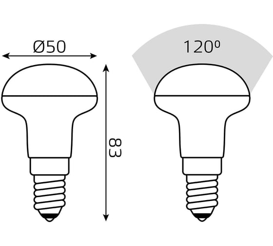 Лампа Gauss Elementary R50 6W 450lm 3000K Е14 LED 63116