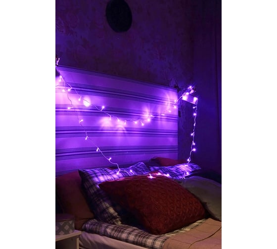 Светодиодная гирлянда КОСМОС 50 светодиодов, фиолетовый, 6.5м, 8 режимов KOC_GIR50LED_V