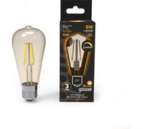 Лампа Gauss Filament ST64 6W 620lm 2400К Е27 golden диммир. LED 102802006-D
