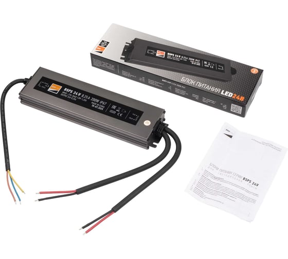 Блок питания для светодиодной ленты Jazzway 200Вт 8.25А 24В IP67 BSPS влагозащитный 5066557 1