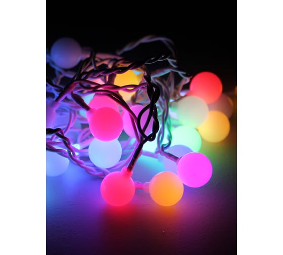 Светодиодная гирлянда КОСМОС, 100 LED, мульти, 13м, мигание, удлинение до 4 шт., KOC_GIR100BallRGB_IP 1