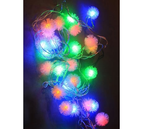 Светодиодная гирлянда КОСМОС 30 светодиодов, шарики мультиколор, 4.4м, KOC_GIR30LEDRUBBALL1