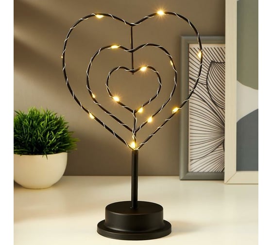 Ночник "Сердце" RISALUX LED от батареек 3хАА черный 10х18,5х29,8 см 5138446 1
