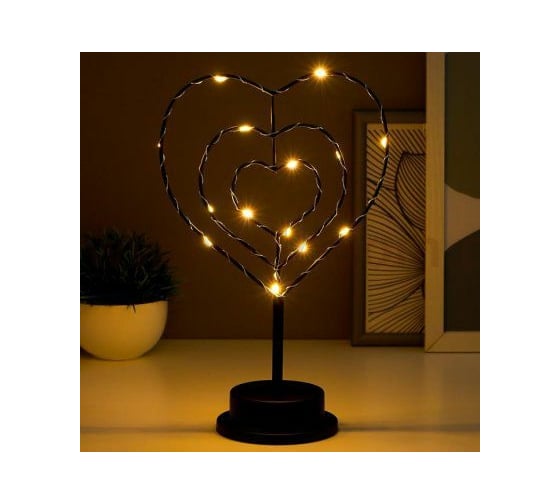 Ночник "Сердце" RISALUX LED от батареек 3хАА черный 10х18,5х29,8 см 5138446