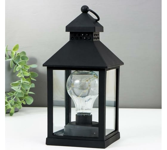 Ночник "Фонарь 3" RISALUX LED от батареек 3хААА черный 10,5х10,5х21,5 см 5383691