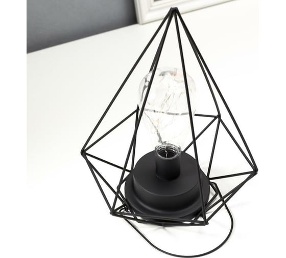 Ночник лофт RISALUX 16454/1 LED от батареек 3хАА черный 17,5х20х26,5 см 5486685