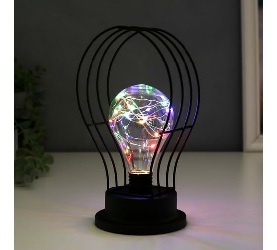 Ночник лофт RISALUX 16460/1 LED от батареек 3хАА черный 13х10х21 см 5486691