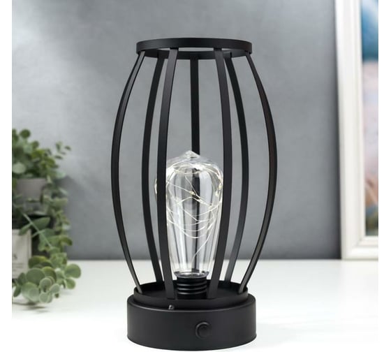 Ночник лофт RISALUX 16461/1 LED от батареек 3хАА черный 14х14х25,5 см 5486692