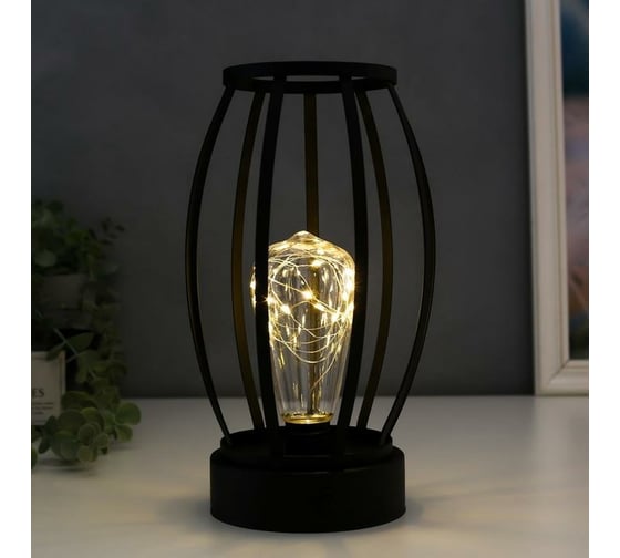 Ночник лофт RISALUX 16461/1 LED от батареек 3хАА черный 14х14х25,5 см 5486692