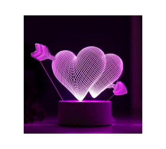Светильник "Сердца" RISALUX LED RGB от сети 9,5х18х15 см 4297013