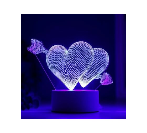 Светильник "Сердца" RISALUX LED RGB от сети 9,5х18х15 см 4297013