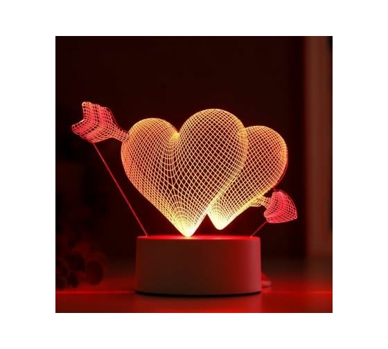 Светильник "Сердца" RISALUX LED RGB от сети 9,5х18х15 см 4297013