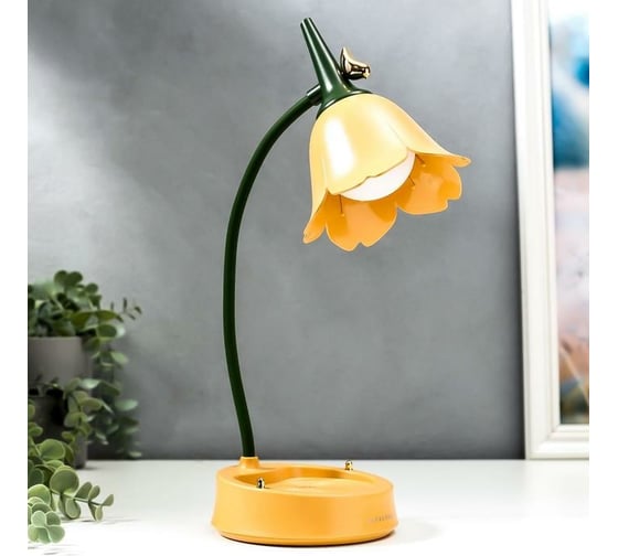 Настольная лампа RISALUX с диммером 16300/1YL LED 4Вт USB АКБ 3000-6000К желтый 12,3х12,3х37 см 5448911 1