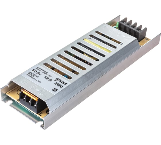 Ультратонкий блок питания Gauss LED STRIP PS 60W 12V - для лайтбоксов 1/72 202001060 1