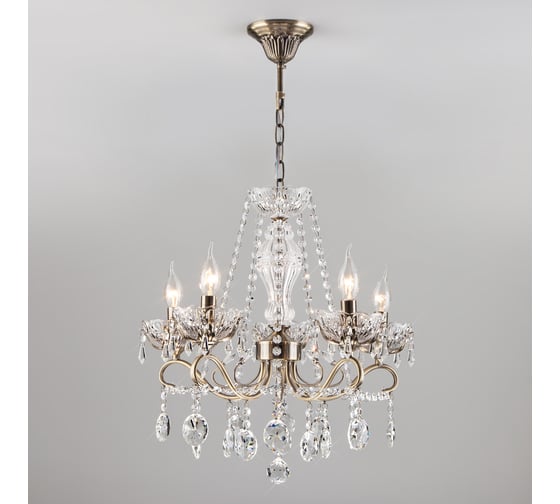 Подвесной светильник Eurosvet 10103 5  античная бронза/прозрачный хрусталь Strotskis a045294 1