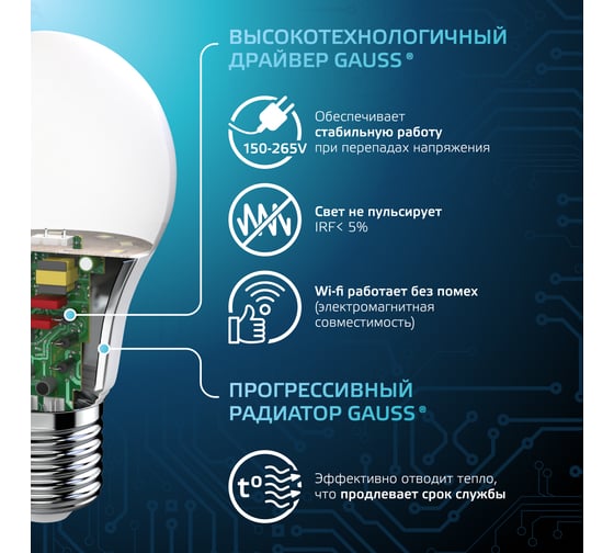 Лампочки светодиодные Gauss Е27 Груша 12W 4100K упак 10 шт. нейтр белый свет Black, 102502212 102502212/10