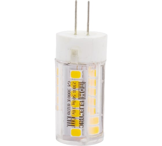 Светодиодная лампа TDM G4-3 Вт-230 В-3000 К, SMD, 16x43 мм SQ0340-0210