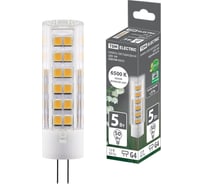 Светодиодная лампа TDM G4-5 Вт-AC/DC 12 В-6500 К, SMD, 16x57 мм SQ0340-0215