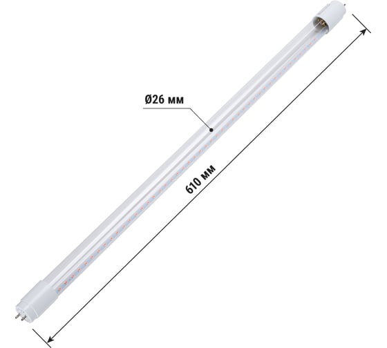 Светодиодная лампа TDM ELECTRIC T8-9 Вт-230 В-G13 "ФИТО" 600 мм SQ0340-0238
