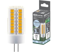 Светодиодная лампа TDM G4-3 Вт-230 В-4000 К, SMD, 16x43 мм SQ0340-0211