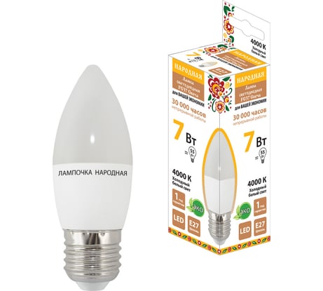 Светодиодная лампа TDM ELECTRIC FС37-7 Вт-230 В-4000 К–E27 Народная SQ0340-1543