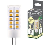 Светодиодная лампа TDM ELECTRIC G4-3 Вт-AC/DC 12 В-3000 К, SMD, 16x43 мм SQ0340-0093