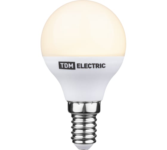Светодиодная лампа TDM ELECTRIC FG45-6 Вт-230 В-3000 К–E14 "Лампа-ДИММЕР" SQ0340-0201