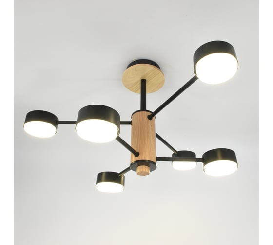 Люстра под лампу General Lighting Systems Элизиум GCHL-6GX53-M черная, дерево 662215 1