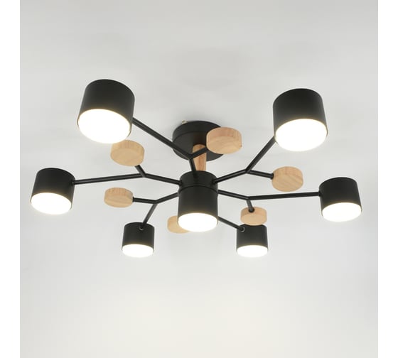Люстра под лампу General Lighting Systems Альберо GCHL-7GX53-M черная, дерево 662217 1