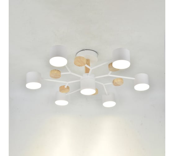 Люстра под лампу General Lighting Systems Альберо GCHL-7GX53-M белая, дерево 662218 1