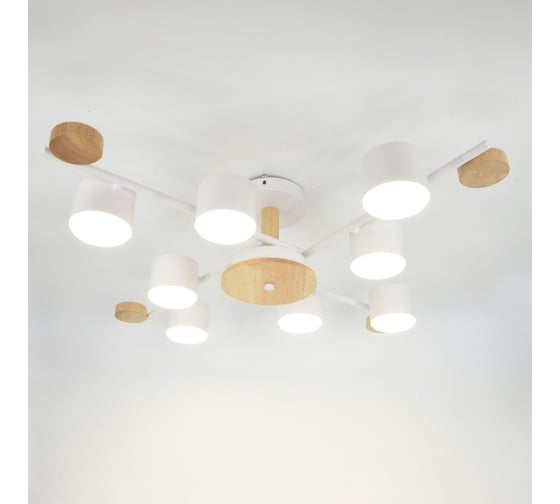 Люстра под лампу General Lighting Systems Венто GCHL-8GX53-M белая, дерево 662220 1