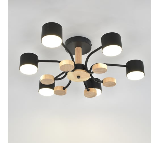 Люстра под лампу General Lighting Systems Альберо GCHL-6GX53-M черная, дерево 662328 1