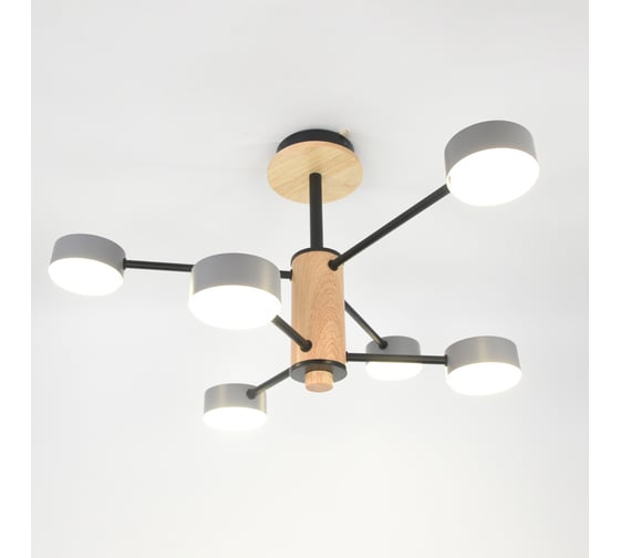 Люстра под лампу General Lighting Systems Элизиум GCHL-6GX53-M серая, дерево 662334 1