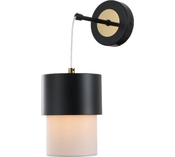 Бра Росток 15714/1W BK+ANB черный+бронза/белый абажур 1x40W E14 h340, STR24 988386034 1