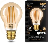 Лампа Gauss Filament А60 10W 820lm 2400К Е27 golden LED 1/10/40 102802010