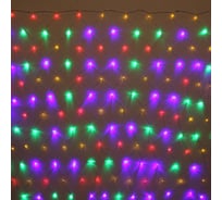 Гирлянда для дома Серпантин СЕТКА ш2,0* в1,5м 144 лампы LED, прозрачный провод, 8 режимов, IP-20, Мультицвет (возможность соединения) 183-757