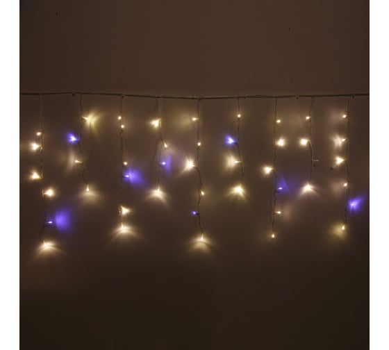 Серпантин Гирлянда для улицы БАХРОМА Мерцание ш3м* в40/60см 100 ламп LED, прозрачный провод,1 режим, IP-54, Теплый белый/Белый (возможность соединения) 183-165 1